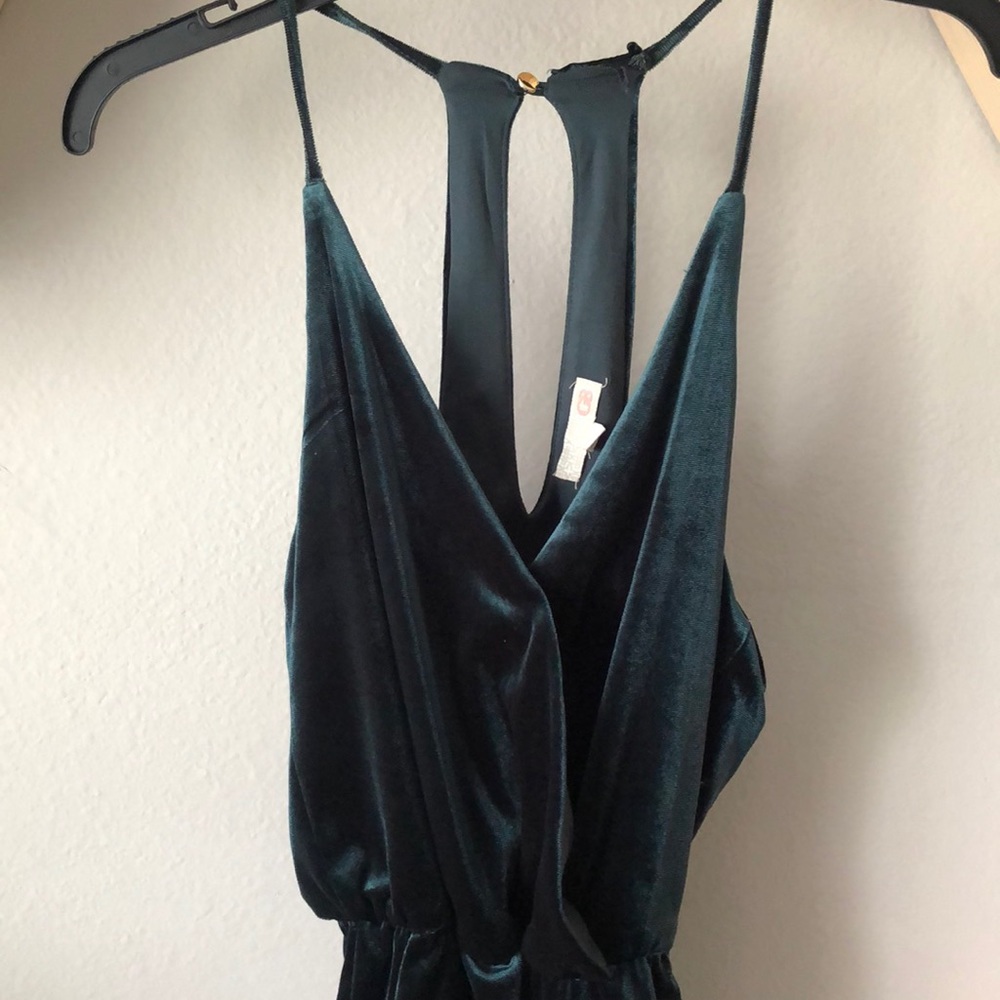 Forest Green Velvet Romper